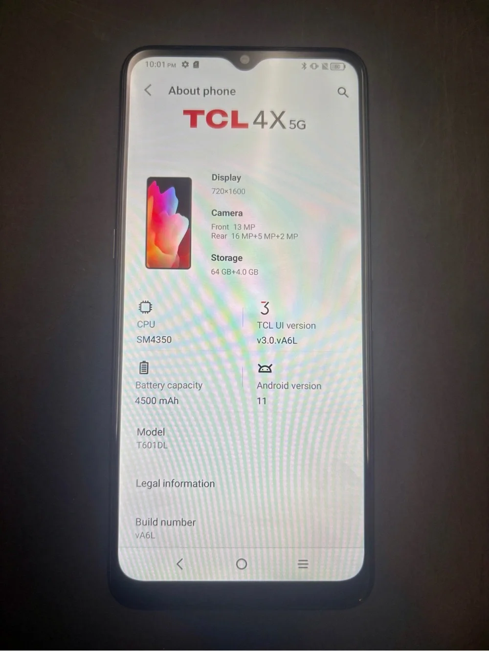 TCL 4X 5G - 64GB - Charcoal Gray (AT&T / Cricket) T601DL - Great Condition!